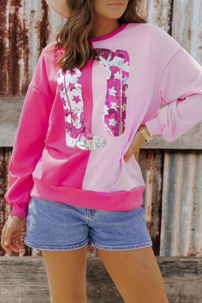 Sequin Cowgirls Boots Sweatshirt