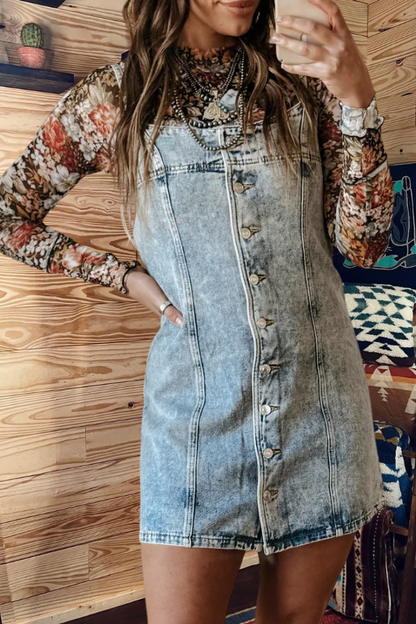 Western Denim Suspender Dress