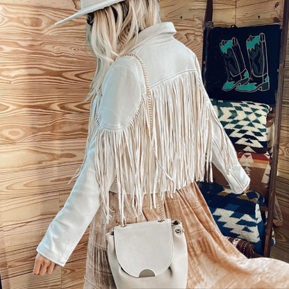 Short Leather Fringed Jacket