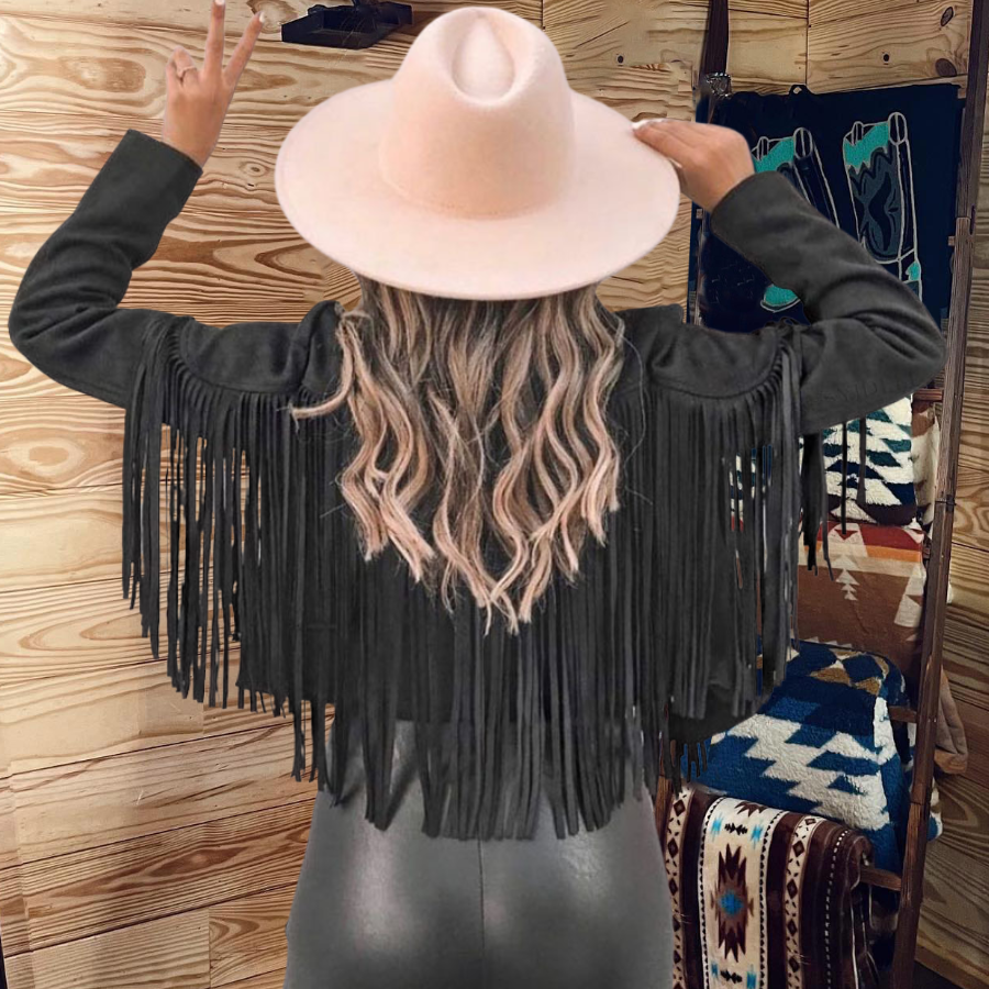 Short Leather Fringed Jacket