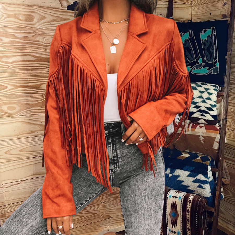 Short Leather Fringed Jacket