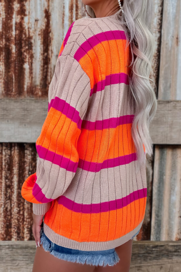 Striped Colorblock Cardigan