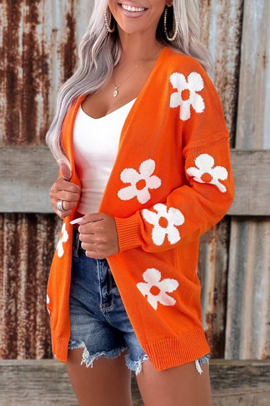 Floral Print Knitted Cardigan