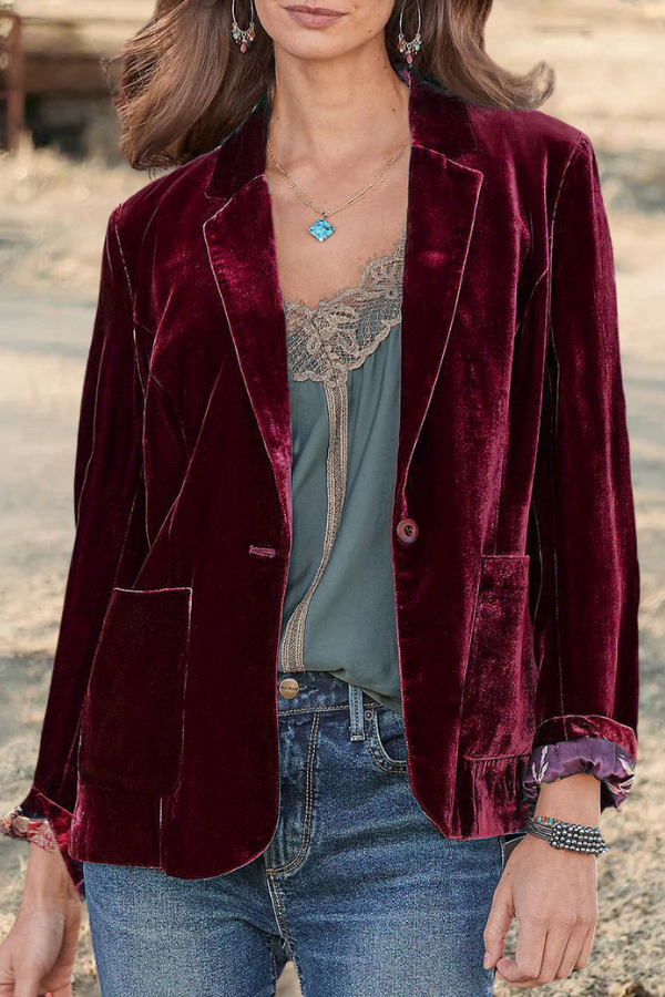 Casual Velvet Short Lapel Blazer