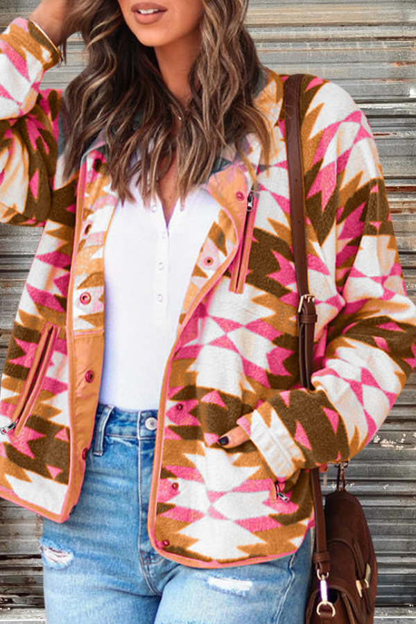 Geometric Printed Button Jacket