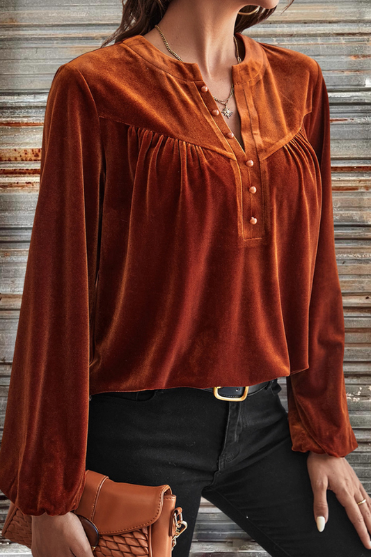 Velvet Lantern Sleeve Blouse