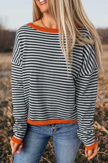 Striped Loose Fit Pullover Sweater