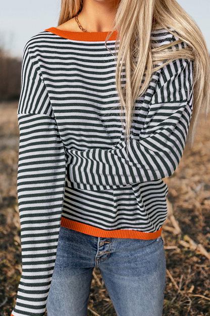 Striped Loose Fit Pullover Sweater