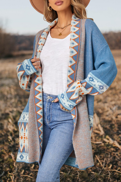 Geometric Open Front Cardigan