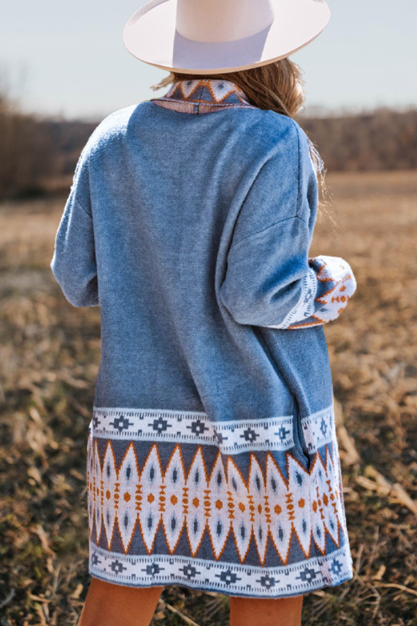 Geometric Open Front Cardigan