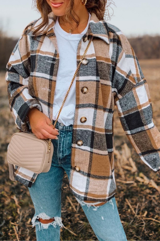 Oversized Plaid Shacket Jacket