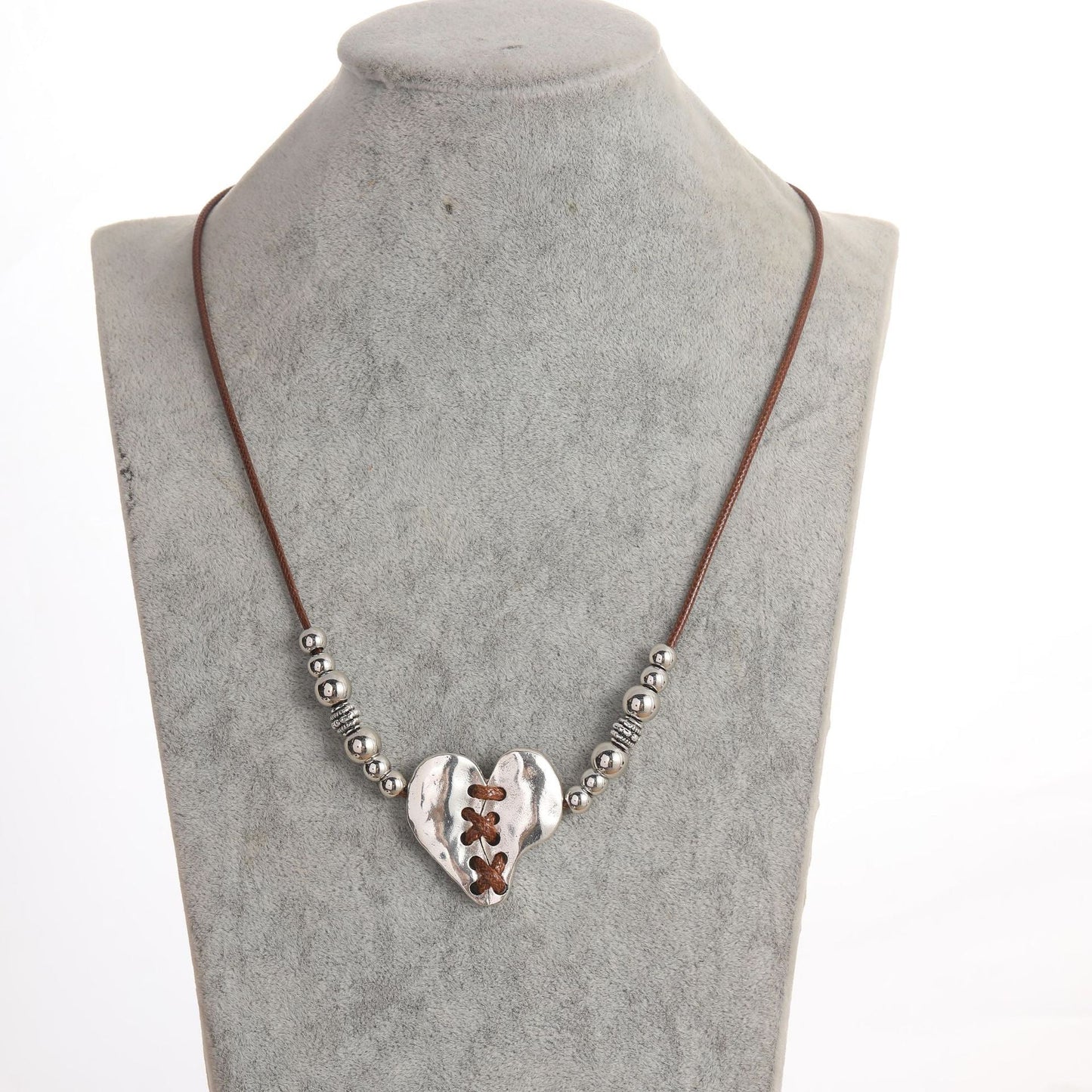 Braided Metal Heart Pendant Necklace