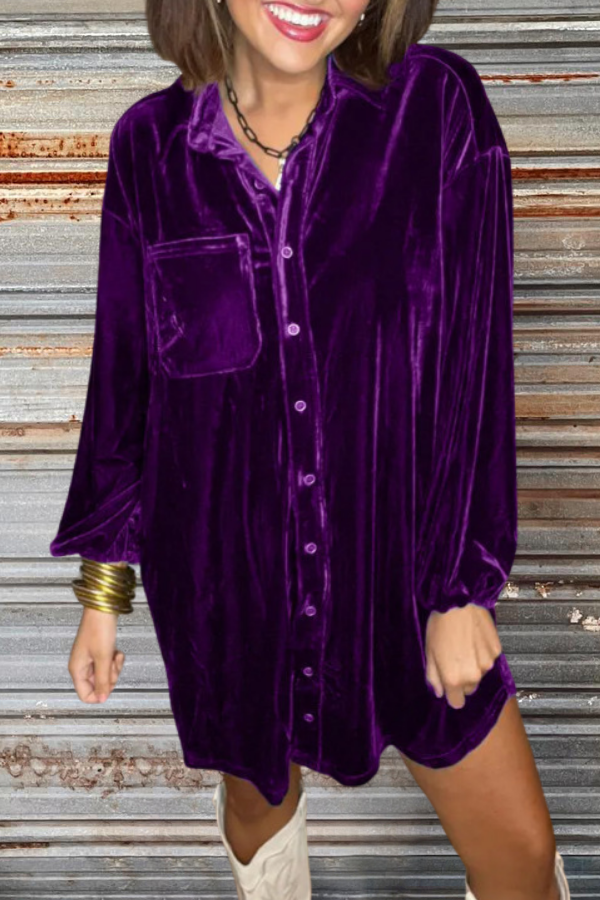 Midi Velvet Shirt Dress