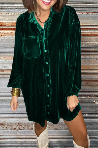 Midi Velvet Shirt Dress