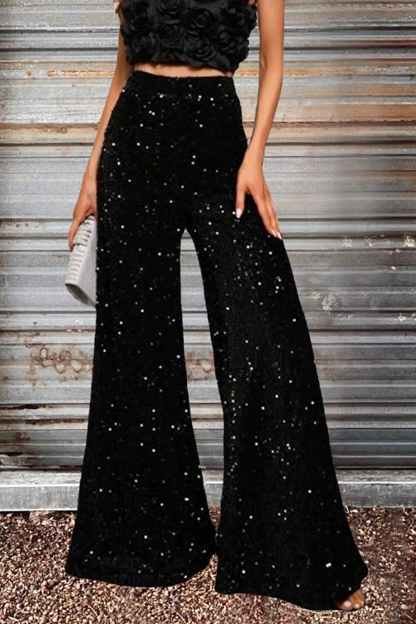 Sequin Sparkle Flare Bell Bottom Pants