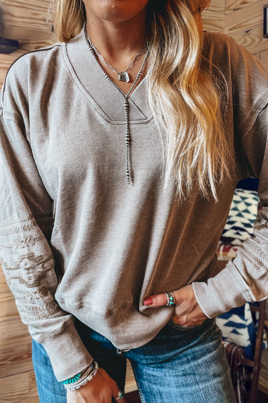 Long Sleeve Threaded Sweatshirt