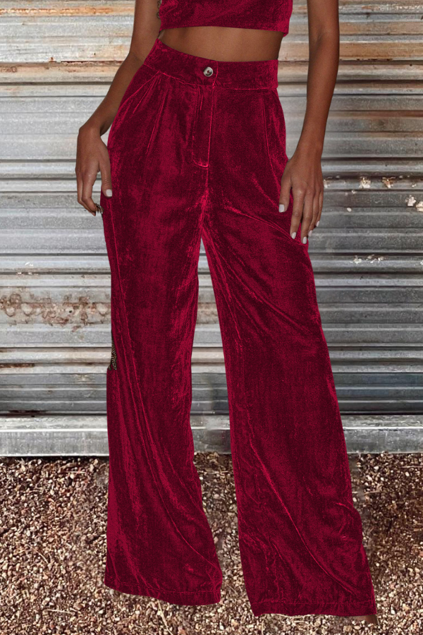 Velvet Loose Straight Wide Leg Pants