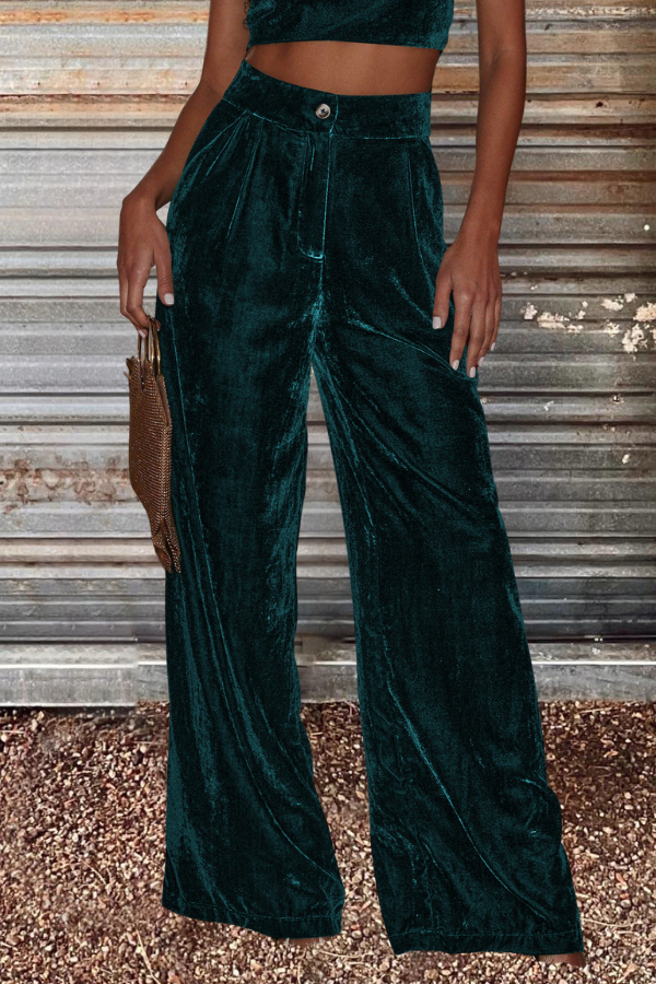 Velvet Loose Straight Wide Leg Pants