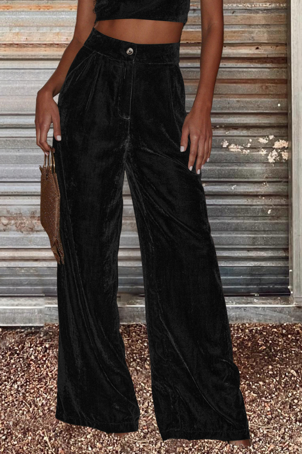 Velvet Loose Straight Wide Leg Pants