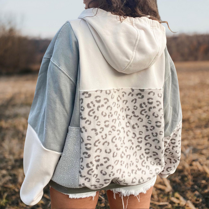 Leopard Print Zipper Sweatshirt