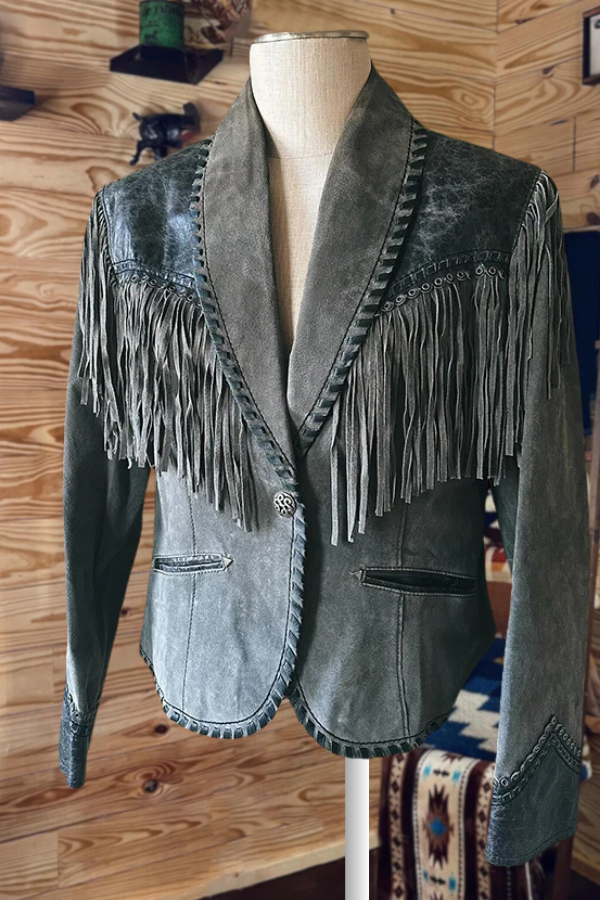 Fringed Patchwork Blazer