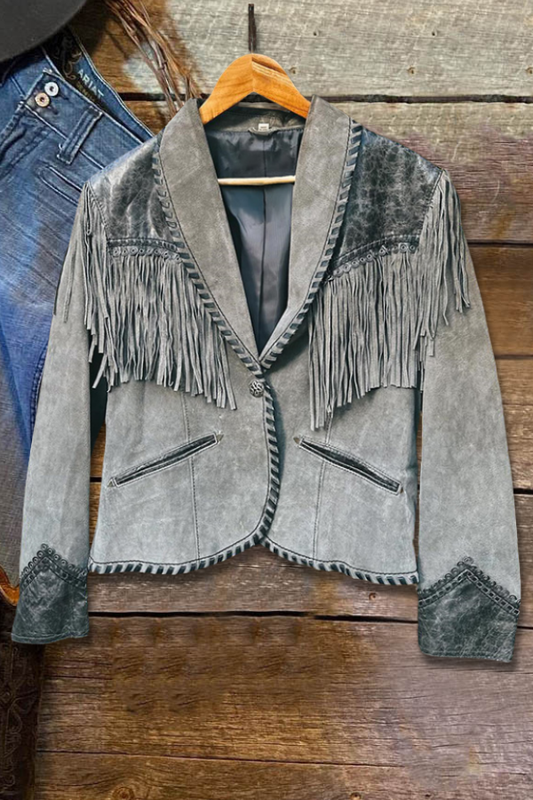 Fringed Patchwork Blazer