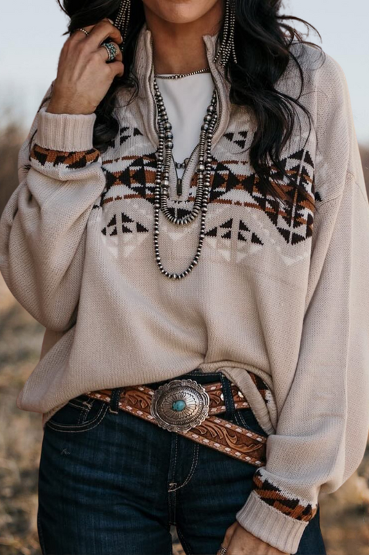 Half-Zip Aztec Sweater