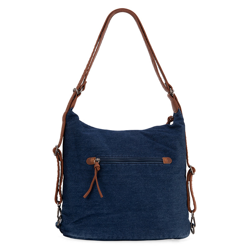 WG103-2009 Wrangler  Floral Tooled  Denim Crossbody Navy