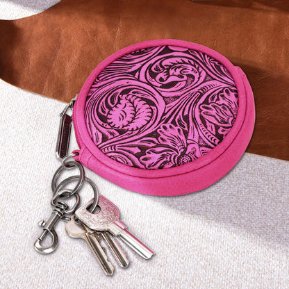 Wrangler Floral Tooled Circular Coin Pouch Bag Charm