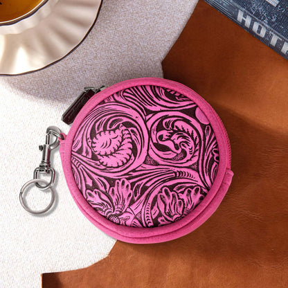 Wrangler Floral Tooled Circular Coin Pouch Bag Charm