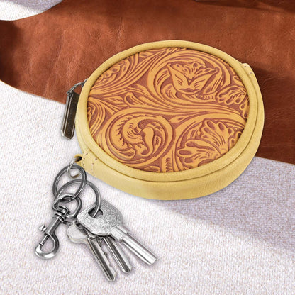 Wrangler Floral Tooled Circular Coin Pouch Bag Charm