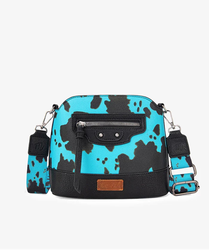 Wrangler Zippered Cow Print Crossbody Bag