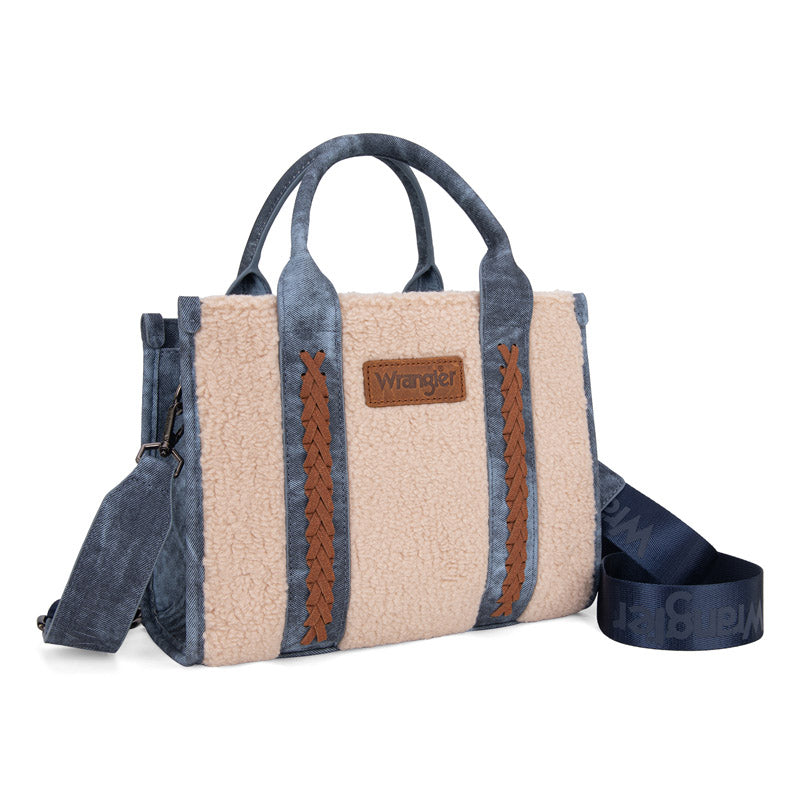 Wrangler Sherpa Denim Small Canvas Tote/Crossbody - Jean