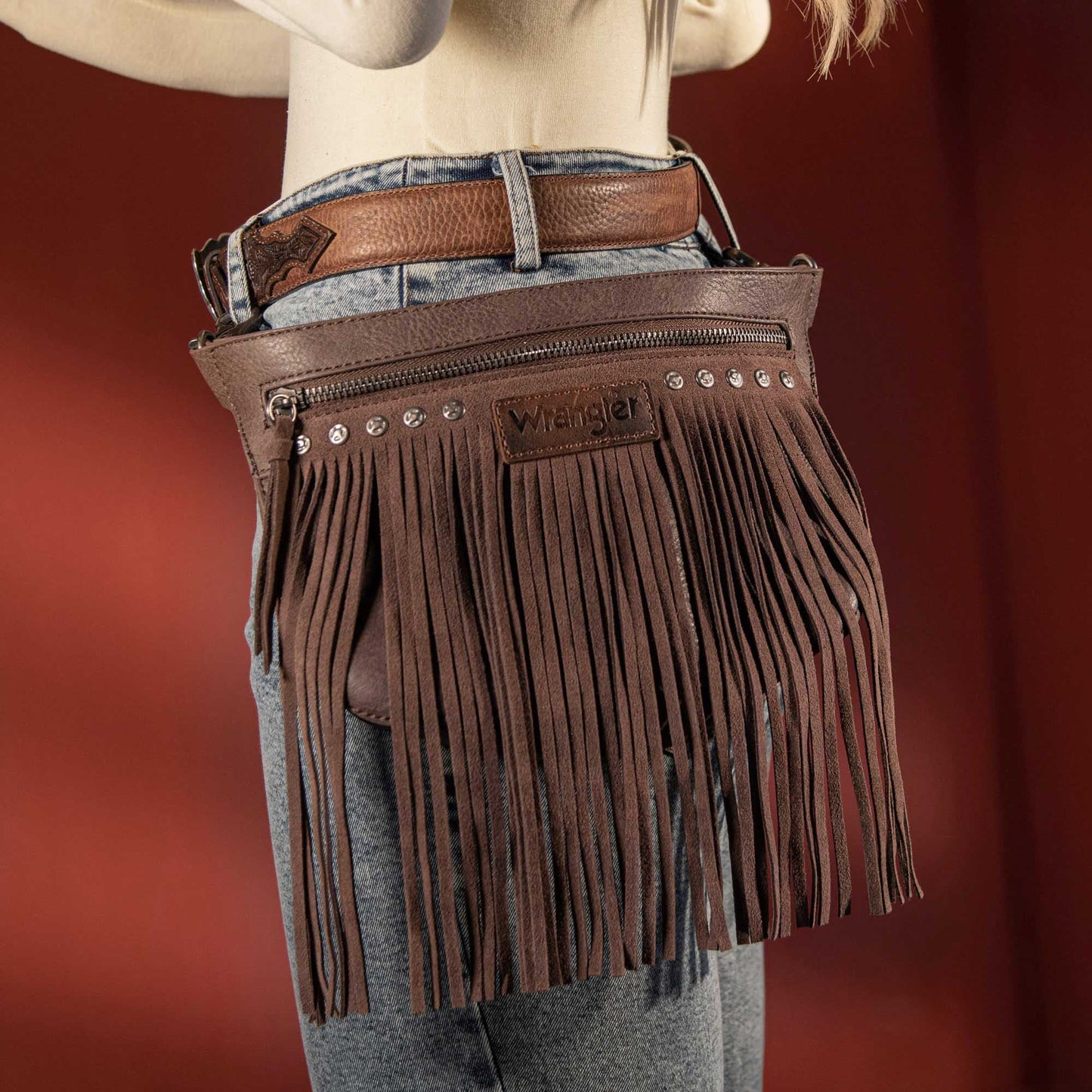 WG73-8194  Wrangler Fringe  Fanny Pack Belt Bag Sling Bag