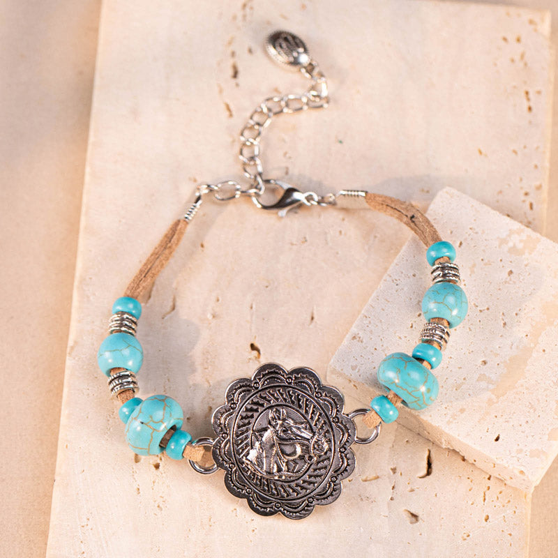 Wrangler® Leather Turquoise Stone beads Bracelet