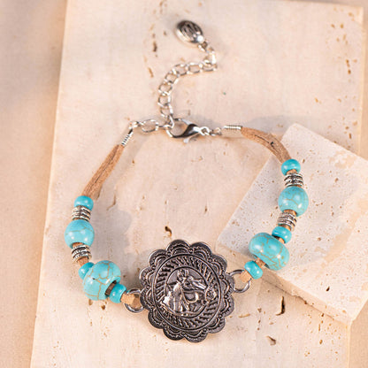 Wrangler® Leather Turquoise Stone beads Bracelet