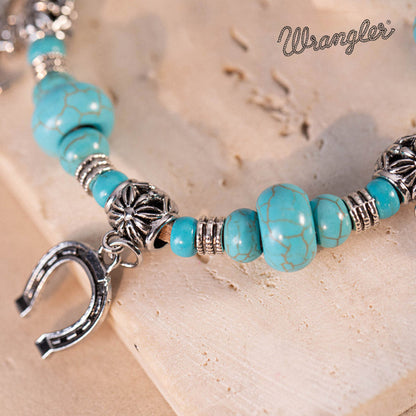 Wrangler® Leather Turquoise Stone Beads Bracelet