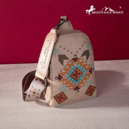 Montana West Embroidered Aztec Collection Sling Bag