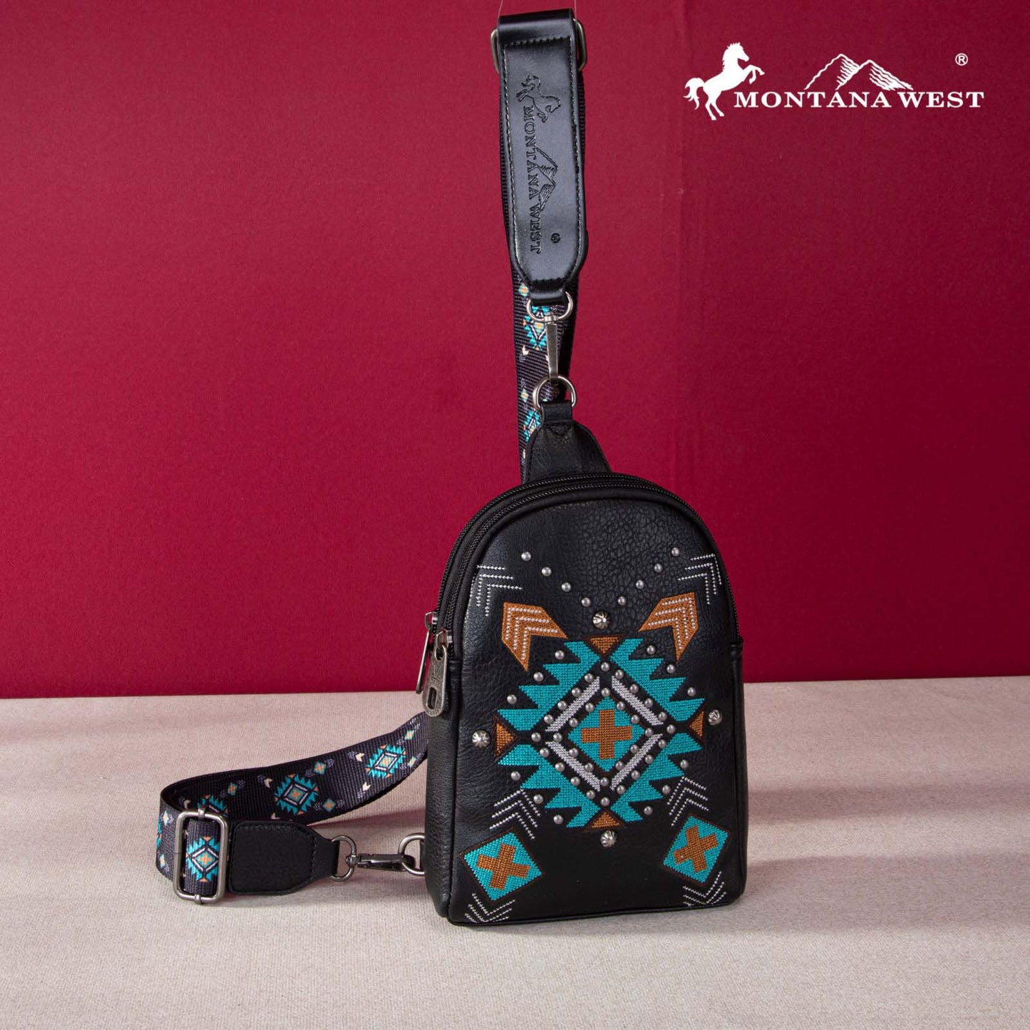 Montana West Embroidered Aztec Collection Sling Bag