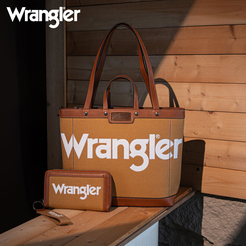 Wrangler Leather Trim Canva Tote Bag