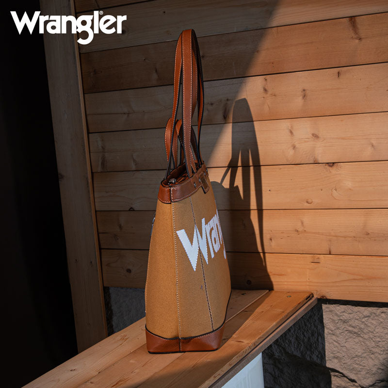 Wrangler Leather Trim Canva Tote Bag