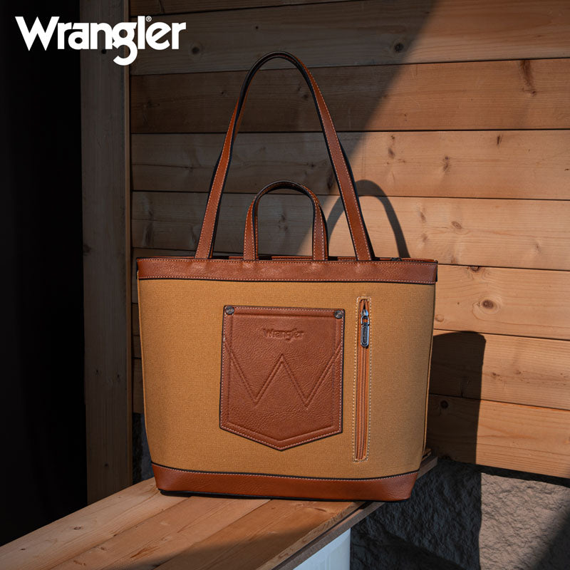 Wrangler Leather Trim Canva Tote Bag