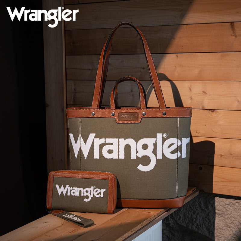 Wrangler Leather Trim Canva Tote Bag