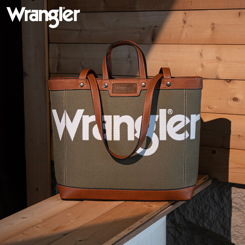 Wrangler Leather Trim Canva Tote Bag