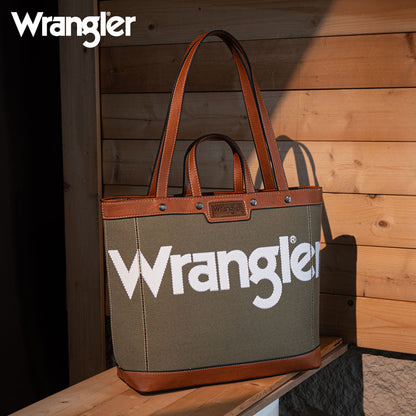 Wrangler Leather Trim Canva Tote Bag