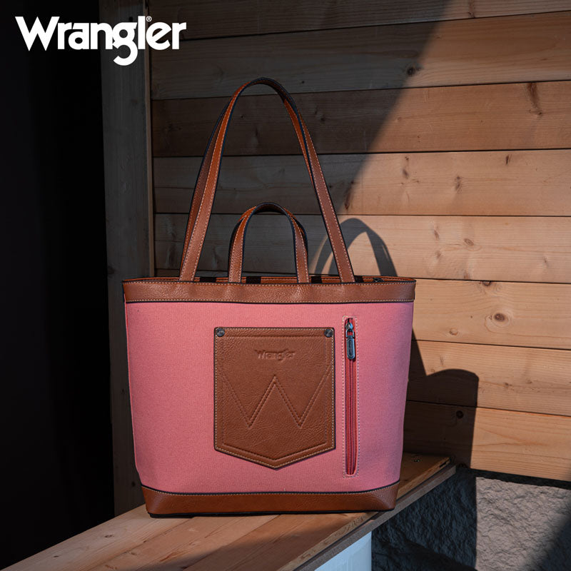 Wrangler Leather Trim Canva Tote Bag