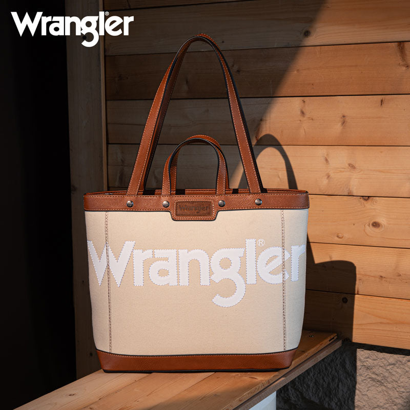 Wrangler Leather Trim Canva Tote Bag