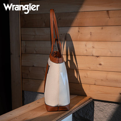 Wrangler Leather Trim Canva Tote Bag