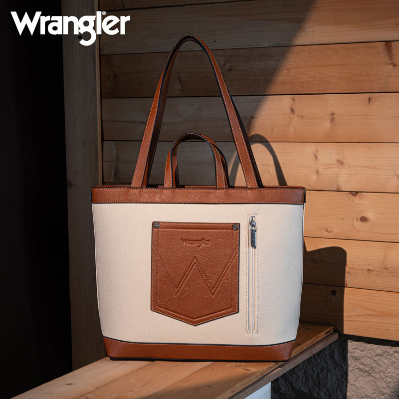 Wrangler Leather Trim Canva Tote Bag