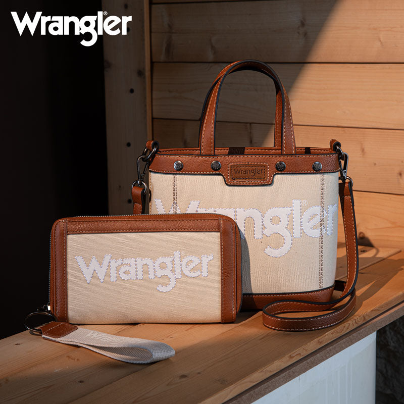 Wrangler Leather Trim Canva Crossbody Bag